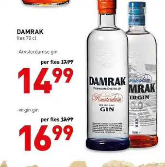 De Kweker Damrak amsterdamse gin of virgin gin 70 cl aanbieding