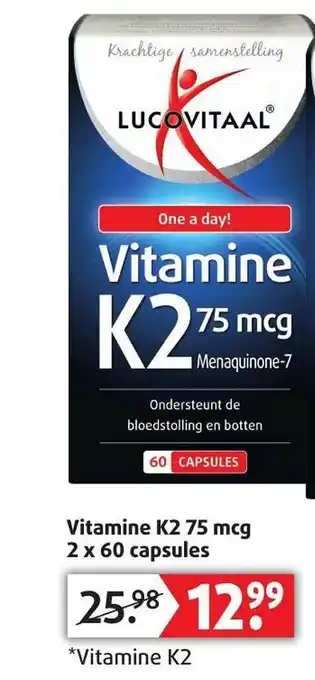 Lucovitaal Lucovitaal vitamine k2 75 mcg 2 x 60 capsules aanbieding