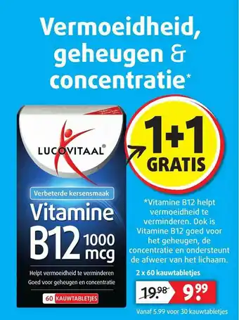 Lucovitaal Lucovitaal vitamine b12 1000 mcg 2 x 60 tabletjes aanbieding