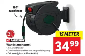 Lidl Parkside Wandslanghaspel 15 meter aanbieding