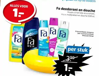 Trekpleister Fa deodorant en douche 500 ml aanbieding