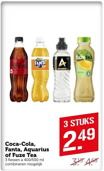 Coop Cola-Cola, Fanta, Aquarius of Fuze Tea 400/500 ml aanbieding