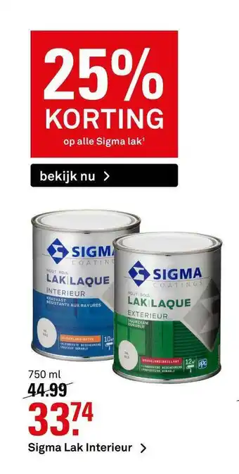 Karwei Sigma lak interieur 750 ml aanbieding