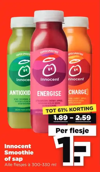 PLUS Innocent Smoothie of sap 300-330 ml aanbieding