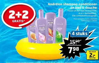 Trekpleister Andrelon shampoo, conditioner en bad & douche 4 x 300 ml aanbieding