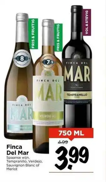 Vomar Voordeelmarkt Finca Del Mar Tempranillo, Verdejo, Sauvignon Blanc Of Merlot aanbieding