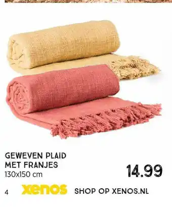 Xenos Geweven plaid met franjes 130x150 Cm aanbieding