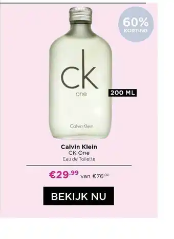 ICI Paris XL Calvin Klein CK One Eau De Toilette 60% Korting aanbieding