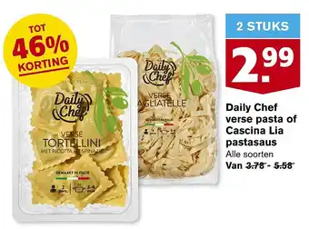 Hoogvliet Daily Chef verse pasta of Cascina Lia pastasaus aanbieding