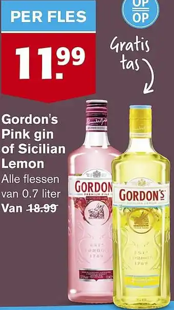 Hoogvliet Gordon's Pink gin of Sicilian Lemon aanbieding