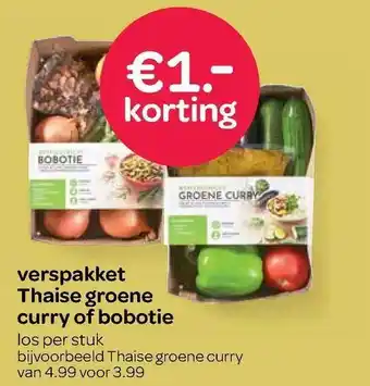 Spar Verspakket thaise groene curry of bobotie €1.- korting aanbieding