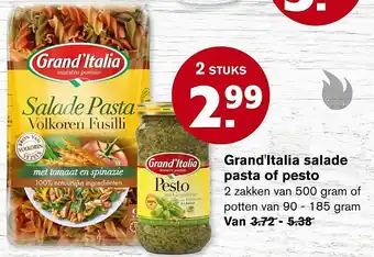 Hoogvliet Grand'Italia salade pasta of pesto aanbieding