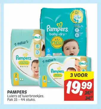 Dekamarkt Pampers Luiers of luierbroekjes 15 - 44 stuks aanbieding