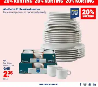 Makro Alle metro professional servies 20% korting aanbieding