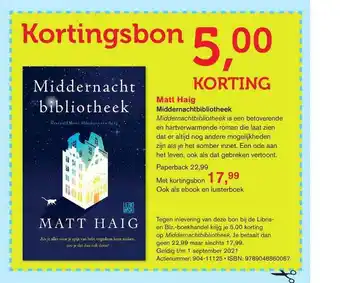 Libris Matt Haig - Middernachtbibliotheek aanbieding