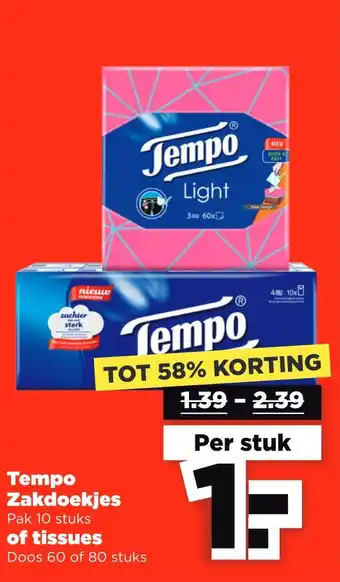 PLUS Tempo Zakdoekjes aanbieding