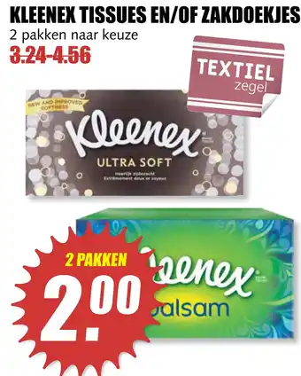 MCD Supermarkt Kleenex tissues en/of zakdoekjes aanbieding