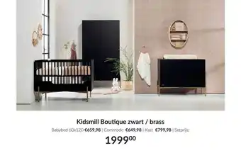 Babypark Kidsmill boutique zwart - brass : babybed 60x120 | commode | kast aanbieding