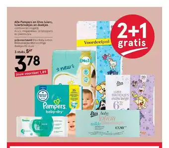 Etos Alle Pampers En Etos Luiers, Luierbroekjes En Doekjes 2+1 Gratis aanbieding