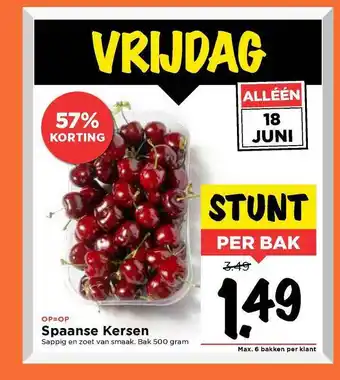 Vomar Voordeelmarkt Spaanse Kersen 57% Korting aanbieding