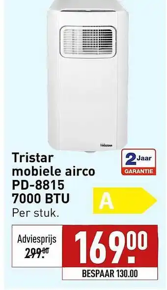 ALDI Tristar mobiele airco pd-8815 7000 btu aanbieding