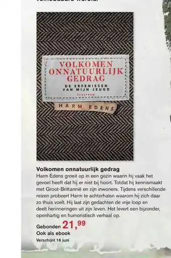 Libris Volkomen Onnatuurlijk Gedrag - Harm Edens aanbieding