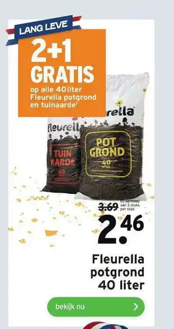 GAMMA Fleurella Potgrond 40 Liter 2+1 Gratis aanbieding