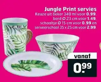 Trekpleister Jungle Print Servies : Beker, Bord, Schaaltje Of Serveerschaal aanbieding