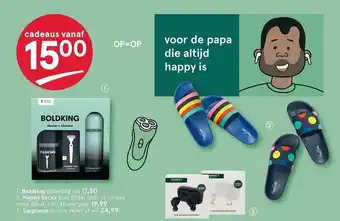 Etos Boldking Vaderdag Set, Happy Socks Pool Slider Dots Of Stripes Of Earphone Button Zwart Of Wit aanbieding