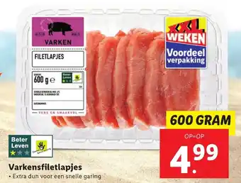 Lidl Varkensfiletlapjes 600g aanbieding