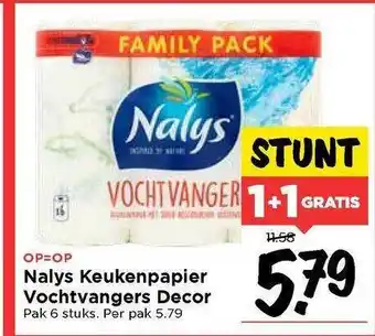 Vomar Voordeelmarkt Nalys Keukenpapier Vochtvangers Decor 1+1 Gratis aanbieding