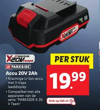 Lidl Parkside Accu 20V 2Ah aanbieding