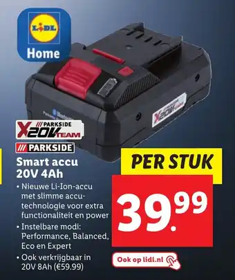 Lidl Parkside Smart accu 20V 4Ah aanbieding