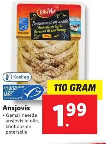 Lidl Ansjovis 110g aanbieding