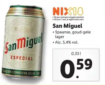 Lidl San Miguel 0,33L aanbieding