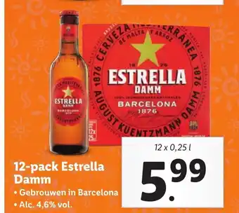 Lidl 12-pack Estrella Damm 12 x 0,25L aanbieding