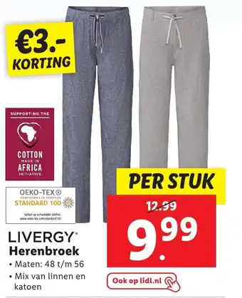 Lidl Livergy Herenbroek aanbieding