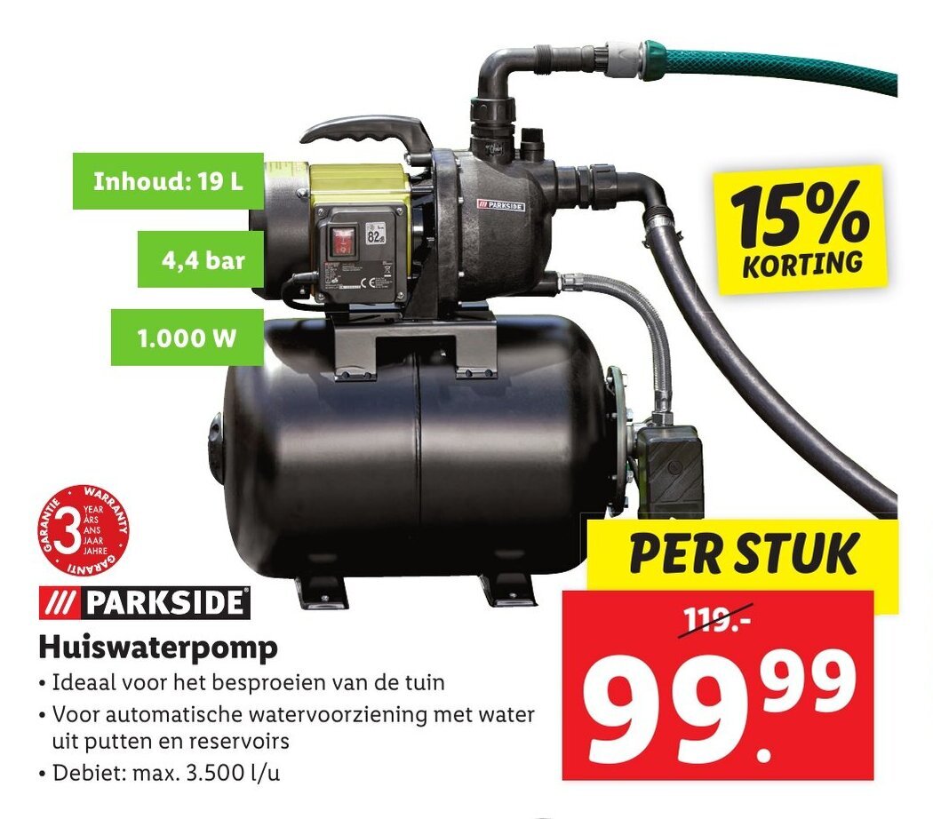 Parkside Huiswaterpomp aanbieding bij Lidl