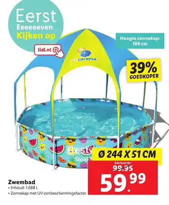 Lidl Zwembad 244 x 51 cm aanbieding