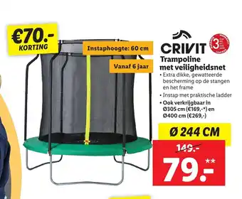 Lidl Crivit Trampoline met veiligheidsnet 244 cm aanbieding