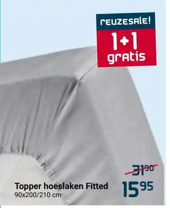 Beddenreus Topper hoeslaken fitted 90x200-210 cm 1+1 gratis aanbieding