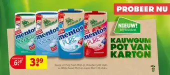 Kruidvat Keuze uit pure fresh mint en strawberry 80 stuks en white sweet mint en green mint 110 stuks. aanbieding