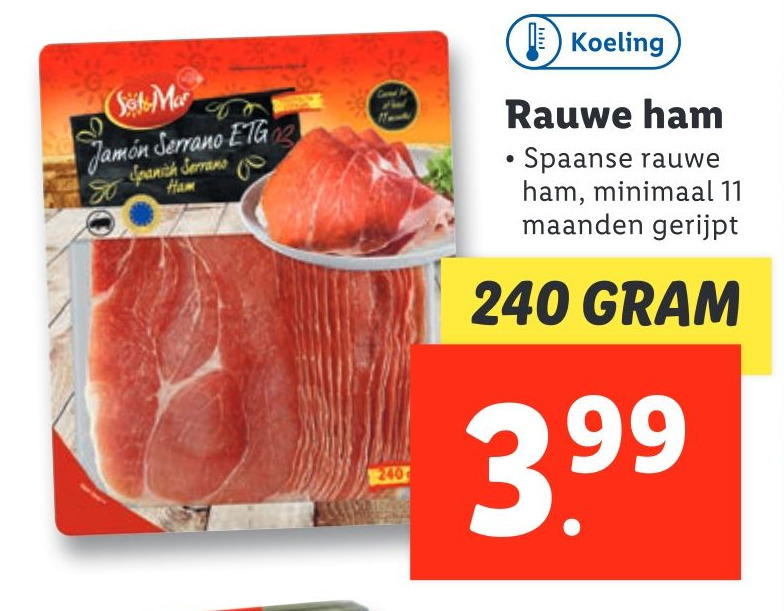 Rauwe ham aanbieding bij Lidl