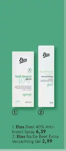 Etos Etos deet 40% anti-insect spray of etos na de beet extra verzachting gel aanbieding