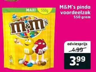 Trekpleister M&M's pinda voordeelzak 550 Gram aanbieding