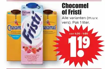 Dirk Chocomel of Fristi pak 1 liter aanbieding