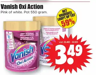 Dirk Vanish Oxi Action pink of white pot 550 gram aanbieding