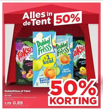 PLUS Dubbelfrisss of taksi 50% korting aanbieding