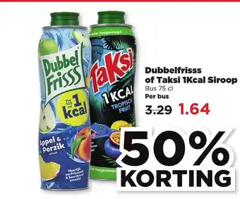 PLUS Dubbelfrisss of taksi 1kcal siroop 50% korting aanbieding