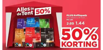 PLUS Plus koffiepads 50% korting aanbieding